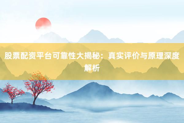 股票配资平台可靠性大揭秘：真实评价与原理深度解析