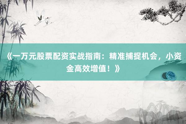 《一万元股票配资实战指南：精准捕捉机会，小资金高效增值！》