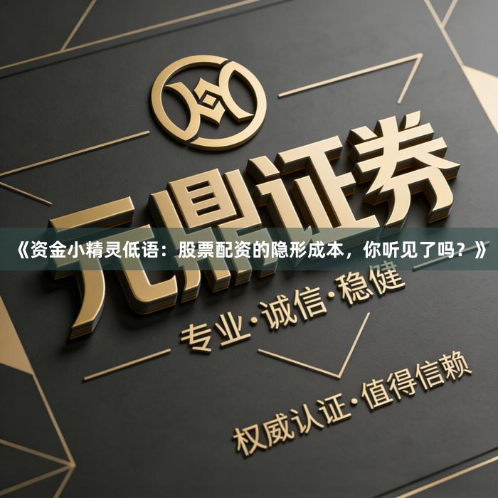 《资金小精灵低语：股票配资的隐形成本，你听见了吗？》