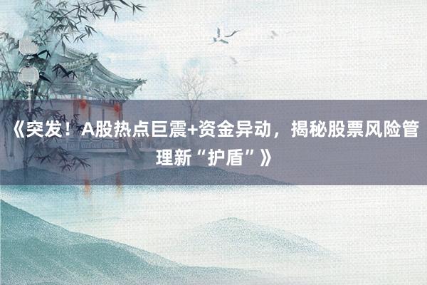 《突发！A股热点巨震+资金异动，揭秘股票风险管理新“护盾”》