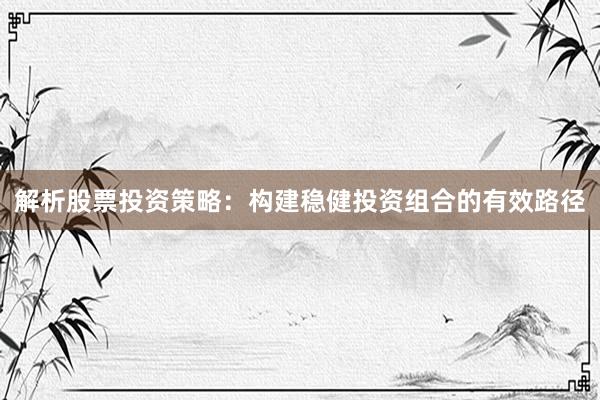 解析股票投资策略：构建稳健投资组合的有效路径
