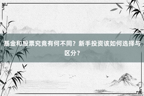 基金和股票究竟有何不同？新手投资该如何选择与区分？