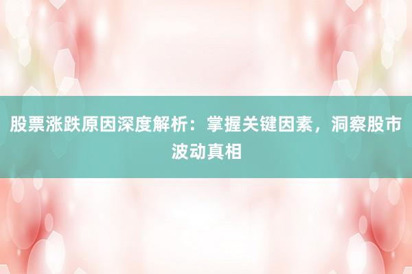 股票涨跌原因深度解析：掌握关键因素，洞察股市波动真相