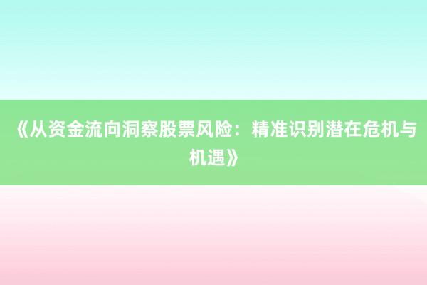 《从资金流向洞察股票风险：精准识别潜在危机与机遇》
