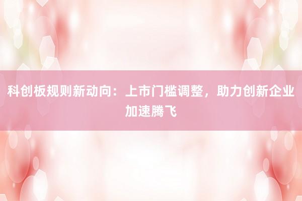 科创板规则新动向：上市门槛调整，助力创新企业加速腾飞