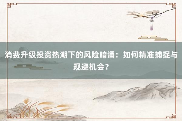 消费升级投资热潮下的风险暗涌：如何精准捕捉与规避机会？