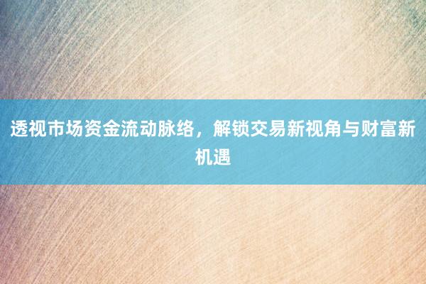 透视市场资金流动脉络，解锁交易新视角与财富新机遇